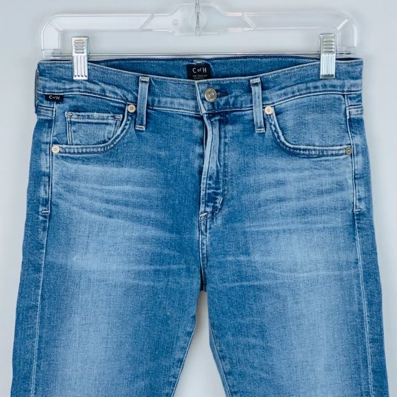 Citizens of Humanity COH Dip Dye Raw Hem Agnes Crop Mid Rise Slim Straight Jeans - Picture 4 of 11